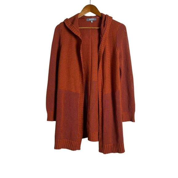 Marled cotton blend hooded cardigan. Size medium - Picture 1 of 9